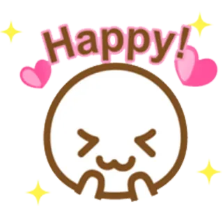 😀 Happy! feliz, fofo, kawaii, rosa, corações, emoção, adesivo whatsapp sticker