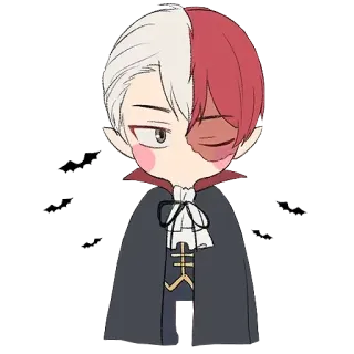 🦇 Todoroki Shoto My Hero Academia Anime, Kartun, Fanart, Manga, Halloween, Vampir, Imut, Todoroki whatsapp sticker