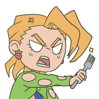 🍴 en colère, dessin animé, femme, fourchette, nourriture telegram sticker