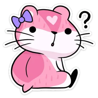 ❓ chuột hamster, dễ thương, động vật, hoạt hình, hồng, câu hỏi, nơ telegram sticker