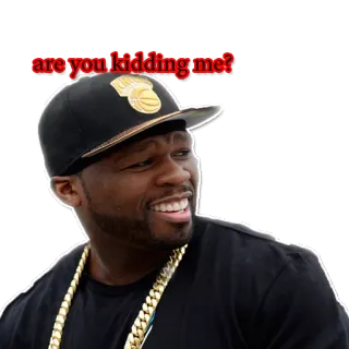 😐 50 Cent are you kidding me? rapper, beroemdheid, 50 Cent, uitdrukking, vraag telegram sticker