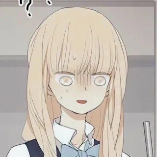 🌟 Cartoon, Anime, Mädchen, Ausdruck, Überraschung, Schock, Verwirrung whatsapp sticker