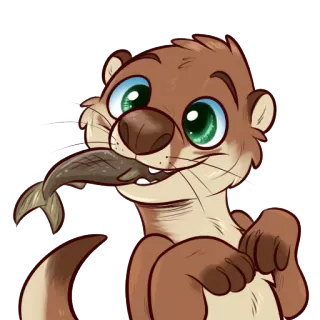 🍱 Loutre, Animal, Dessin animé, Mignon, Poisson whatsapp sticker