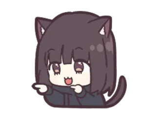 😏 Anime, Telinga kucing, Kawaii, Kartun, Imut, Manga, Karakter, Stiker telegram sticker