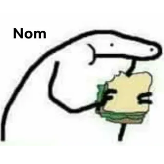 🌟 Nom eating, food, sandwich, stick figure, cartoon, snack, meal whatsapp sticker