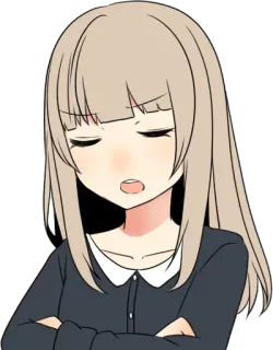😠 Anime-Mädchen, Gesichtsausdruck, genervt, Verschränkte Arme, Cartoon whatsapp sticker