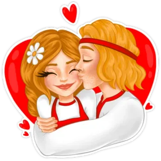 😘 amor, pareja, beso, dibujos animados, relación, romántico, abrazo telegram sticker