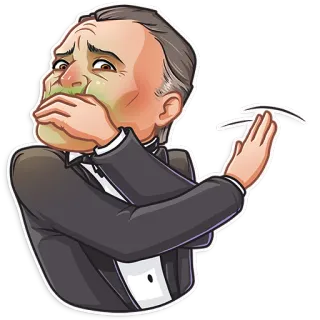 🤢 man, cartoon, tuxedo, clapping, disgust, expression, gesture whatsapp sticker