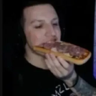 🤗 man, eating, pizza, food, person telegram sticker