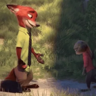 😭 Nick Wilde Zootopia renard, lapin, animal, dessin animé, film, disney telegram sticker