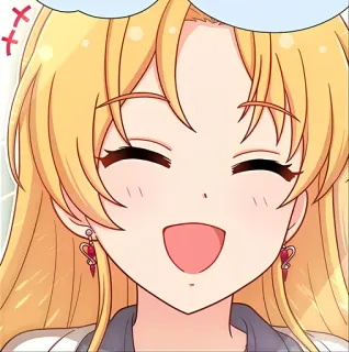 😁 Anime, Garota, Sorriso, Feliz, Fofo, Loira whatsapp sticker