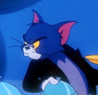 😒 Tom Cat Tom and Jerry Мультфильм, Кот, Злой, Хмурый whatsapp sticker