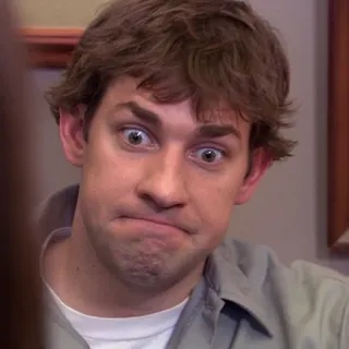 😟 Jim Halpert The Office tête drôle, expression, The Office, Jim Halpert, comédie, série TV telegram sticker