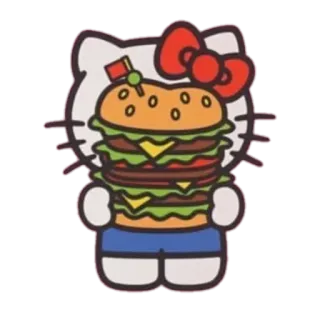 🤰 Hello Kitty Hello Kitty, Бургер, Еда, Мультфильм, Милый, Кавай, Наклейка telegram sticker