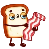 😘 Toast, Bacon, Nourriture, Dessin animé, Petit déjeuner whatsapp sticker