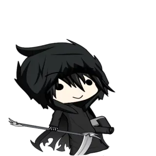😶 kematian, malaikat maut, sabit, anime, kartun, gelap, hoodie, fantasi telegram sticker