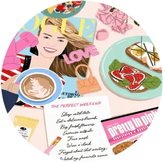 🌸 LOVE 
THE PERFECT WEEKEND
Sleep ante late
By Jush flowers
Exercise ontfide
Free mash
Wine o'clock
Forget about that meeting
Watch my favorite movie
pretty in pink
sverything's выходные, цветы, кофе, розовый, любовь, тост, бранч telegram sticker