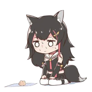 😓 Anime, Kawaii, Chibi, Fofo, Suando, Envergonhado, Orelhas de animal, Rabo telegram sticker
