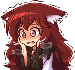 😳 애니메이션 여자, 고양이 귀, 당황한, 만화, 충격 받은, 애니메이션 telegram sticker