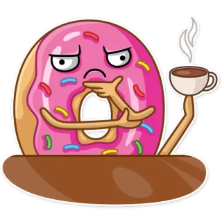 🤔 bánh donut, cà phê, hoạt hình, đồ ăn, bữa sáng telegram sticker