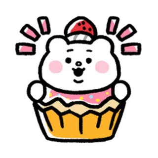 💨 漫画, カップケーキ, クマ, デザート, かわいい, 可愛い, イチゴ telegram sticker