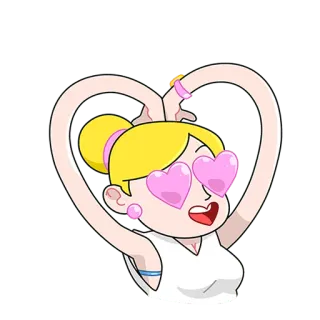 😍 dibujos animados, mujer, corazón, amor, ojos, rubia telegram sticker