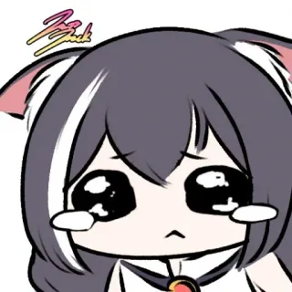 😿 Zack девочка-кошка, аниме, грустный, плачущий whatsapp sticker