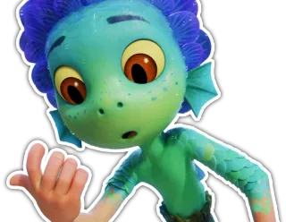 😮 Luca animiert, Fisch, Figur, blau, Luca, Seemonster telegram sticker