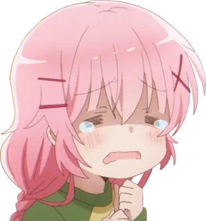😭 anime, piangere, triste, ragazza, emotivo, capelli rosa telegram sticker