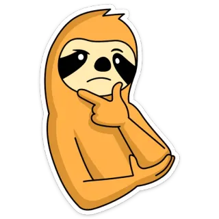 🤔 bicho-preguiça, pensando, desenho animado, animal, fofo whatsapp sticker