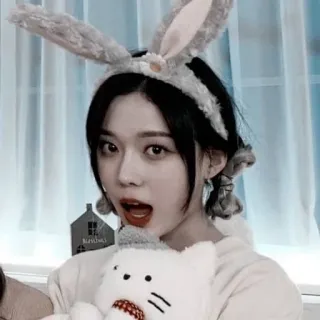 🍎 토끼 귀, 봉제인형, 귀여운, 여자, 인물 사진 telegram sticker