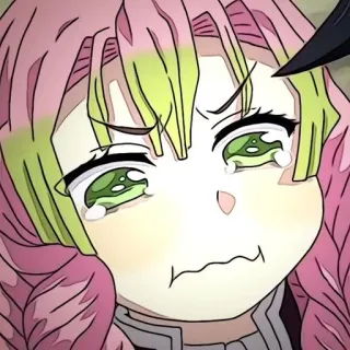 🌸 Mitsuri Kanroji Demon Slayer アニメ, 甘露寺蜜璃, 鬼滅の刃, 泣く, 落ち込む telegram sticker