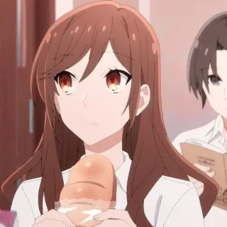 🍥 Anime, Garota, Pão, Comendo, Desenho animado, Personagem, Comida telegram sticker