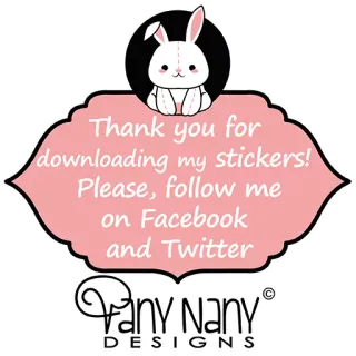© Thank you for downloading my stickers! Please, follow me on Facebook and Twitter Vany Nany DESIGNS ステッカー, ありがとう, ソーシャルメディア, ウサギ, デザイン telegram sticker