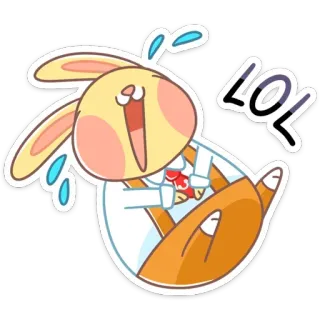 😂 LOL bunny, laughing, cartoon, cute, lol, emoji, happy telegram sticker