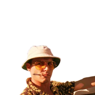 😒 Raoul Duke Fear and Loathing in Las Vegas Raoul Duke, Miedo y Asco, Johnny Depp, Película, Cigarrillo, Sombrero, Gafas de sol whatsapp sticker