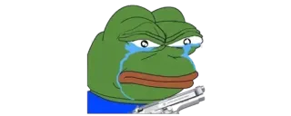 😡 Pepe the Frog Pepe, Wapen, Kikker, Meme, Verdrietig, Huilend whatsapp sticker
