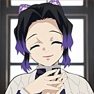 😊 Shinobu Kocho Demon Slayer 애니메이션, 귀멸의 칼날, 코쵸우 시노부, 캐릭터, 만화, 보라색, 나비 telegram sticker
