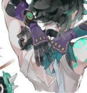 🌟 Xiao Genshin Impact Xiao, Genshin Impact, personagem, jogo, anime, luta, lança, armadura telegram sticker