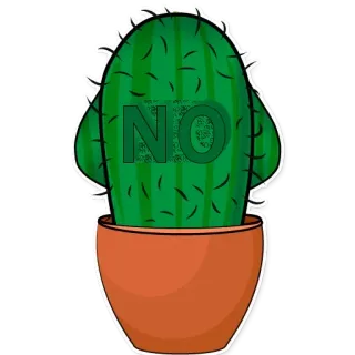 🤔 NO 선인장, 아니오, 부정, 부정적, 거절, 식물 telegram sticker