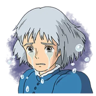 😭 Sophie Hatter Howl's Moving Castle аниме, плачет, грустно, девушка, фильм whatsapp sticker