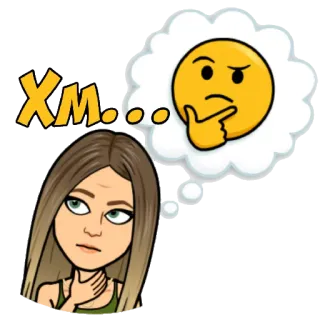 🤔 Xm... pensando, emoji, bitmoji, desenho animado whatsapp sticker