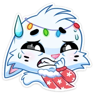 😬 desenho animado, gato, fofo, natal, inverno, preocupado, suado telegram sticker