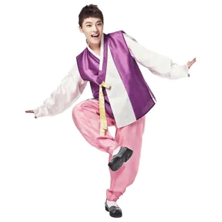 😆 Korea, Pakaian tradisional, Hanbok, Tersenyum, Pria, Menari, Budaya, Asia telegram sticker