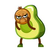 🤯 авокадо, мультфильм, еда, фрукт, смешной, злой telegram sticker