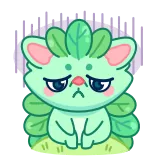 😣 เศร้า, น่ารัก, สีเขียว, สัตว์, การ์ตูน, ใบไม้ telegram sticker