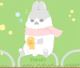 😕 YUKIJ conejo, lindo, animal, bufanda, dibujos animados, personaje telegram sticker