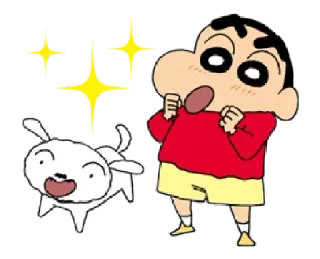 🤗 Shin-chan Crayon Shin-chan cartoon, anime, dog, sparkle, excited, happy telegram sticker