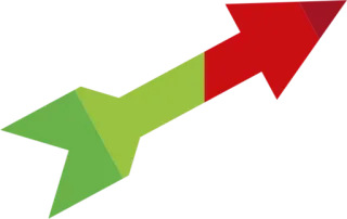 ♐ pijl, groen, rood, groei, richting telegram sticker