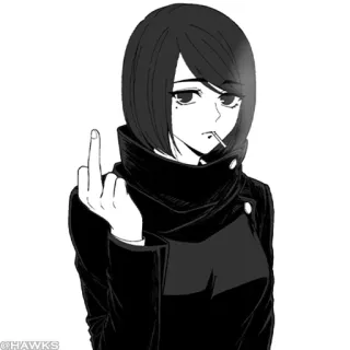 🖕 Anime, Fille, Doigt d'honneur, Offensant telegram sticker